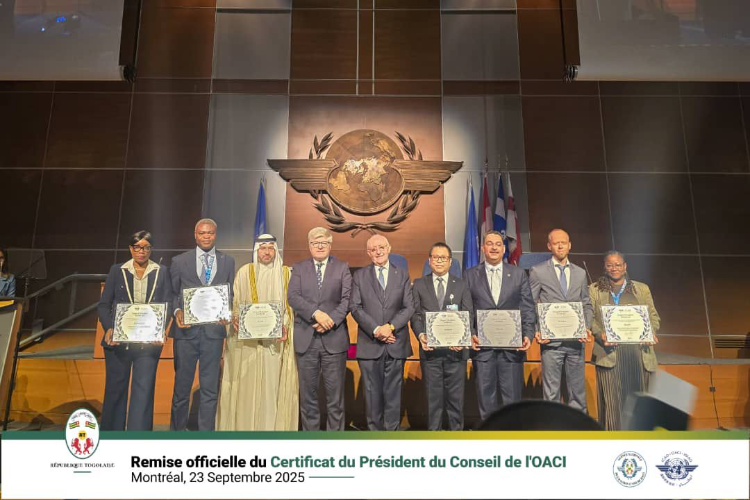 Aviation civile : Le Togo classé 3è mondial et 2è africain, honoré par l'OACI, pour sa sûreté aérienne exemplaire 